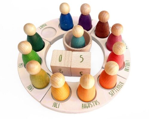 Grapat Houten Kalender Jaarring met Nins Poppetjes- Nederlands