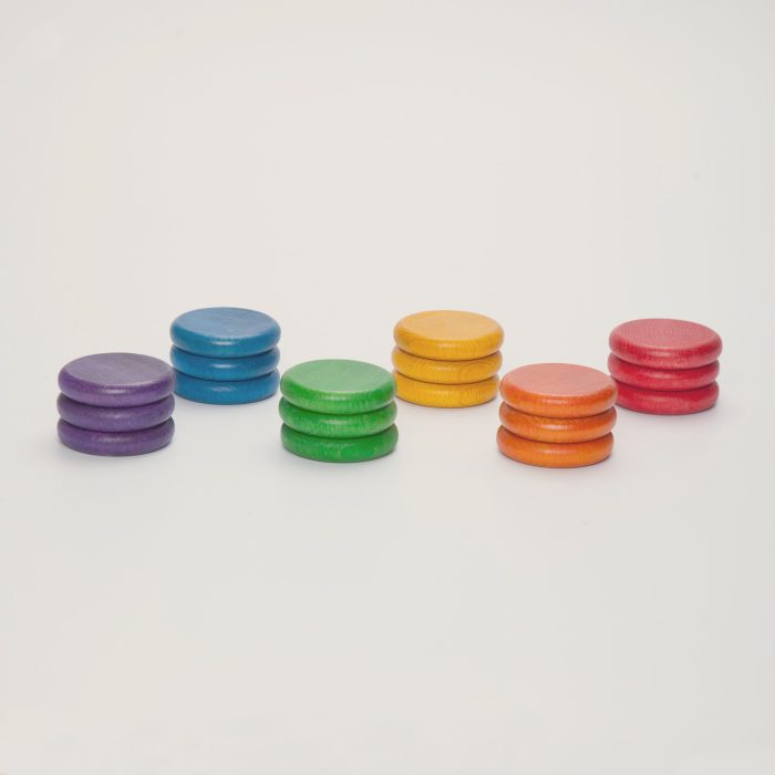 Grapat 18 Houten Munten - primaire kleuren - Afbeelding 2