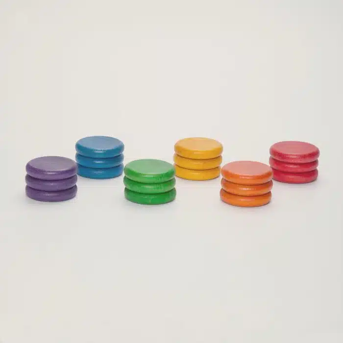 Grapat 18 Houten Munten - primaire kleuren - Afbeelding 2