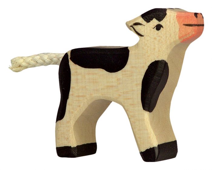 holztiger houten kalf wit met zwart