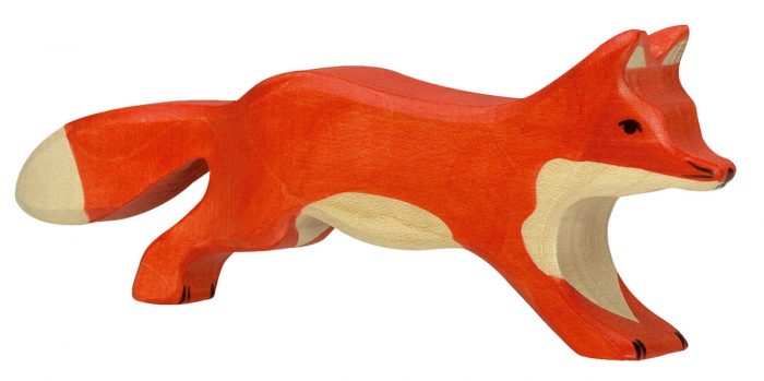 holztiger houten vos lopend