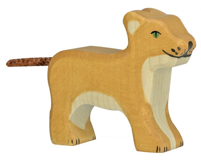 Holztiger houten kleine leeuw staand