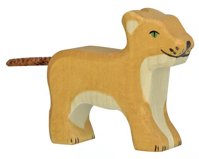Holztiger houten kleine leeuw staand