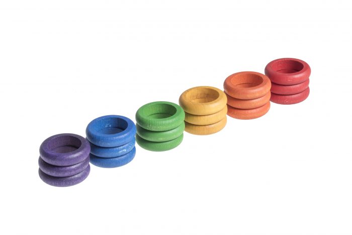 Grapat 18 Houten Ringen - primaire kleuren - Afbeelding 2