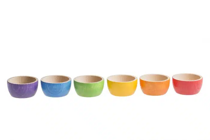 Grapat 6 Houten Regenboog Kommetjes