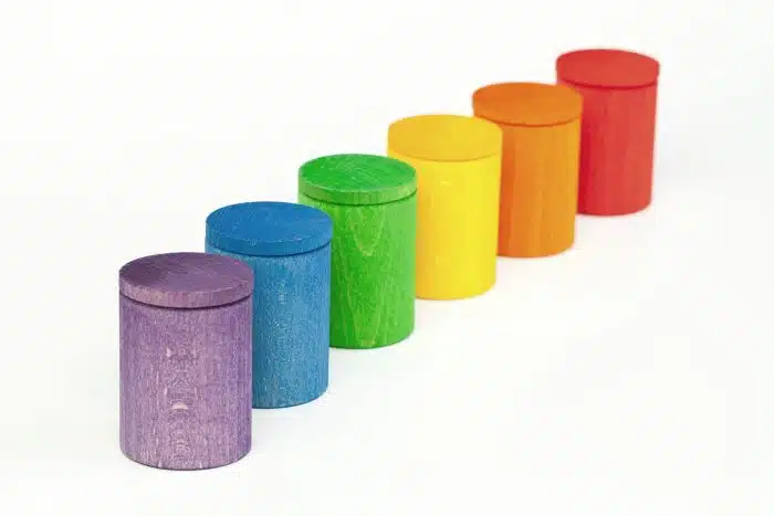 Grapat 6 Houten Regenbook Bakjes met Deksel - Afbeelding 2