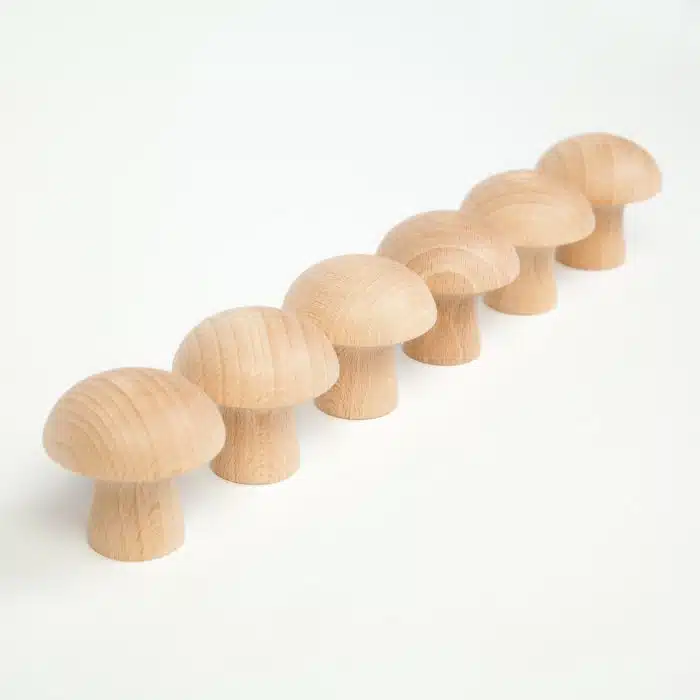Grapat 6 Houten Paddenstoelen – onbewerkt hout