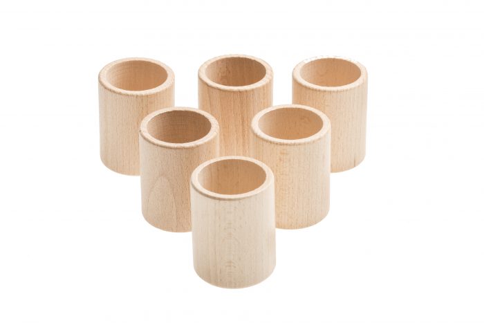 Grapat 6 Houten Naturel Kopjes – onbewerkt hout