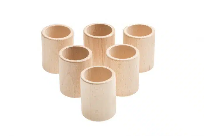Grapat 6 Houten Naturel Kopjes – onbewerkt hout