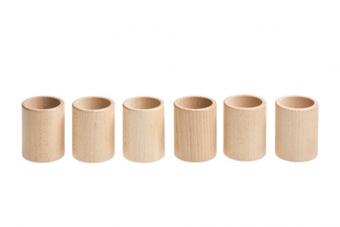 Grapat 6 Houten Naturel Kopjes – onbewerkt hout