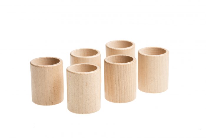 Grapat 6 Houten Naturel Kopjes – onbewerkt hout