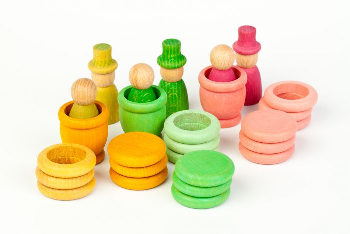 Grapat Houten Nins Poppetjes met Potjes en Schijven - Lente - Afbeelding 2