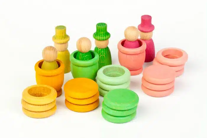 Grapat Houten Nins Poppetjes met Potjes en Schijven - Lente - Afbeelding 2