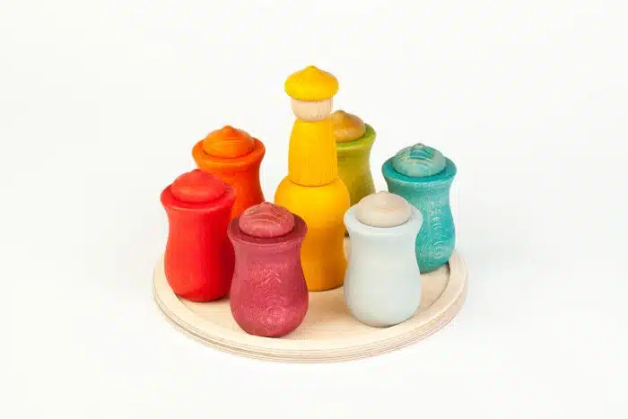 Grapat Houten Weekkalender 7 Manen - regenboog kleuren