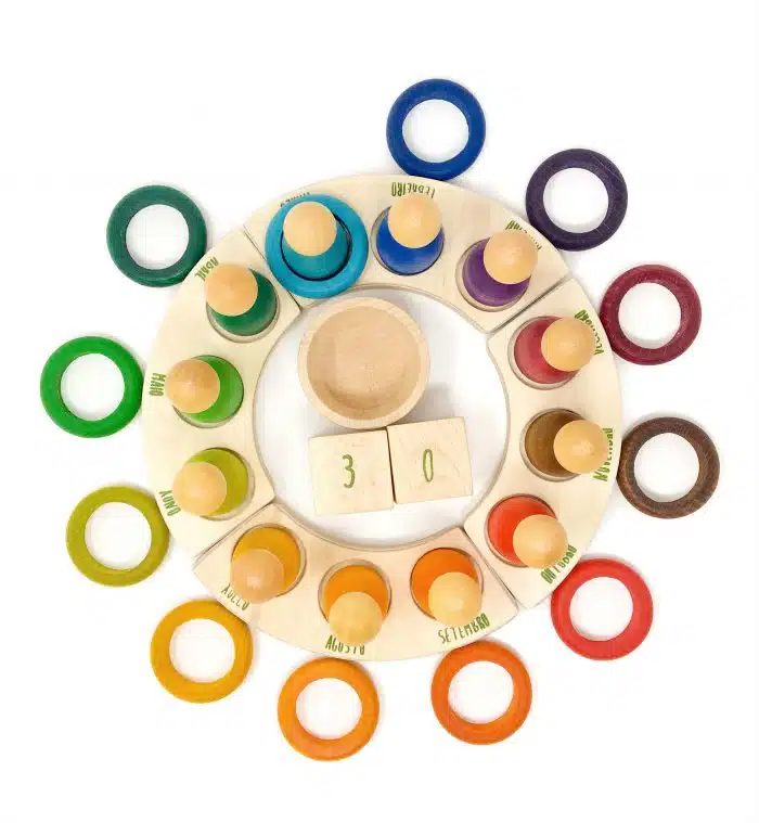 Grapat 12 Houten Regenboog Ringen met onderzetter