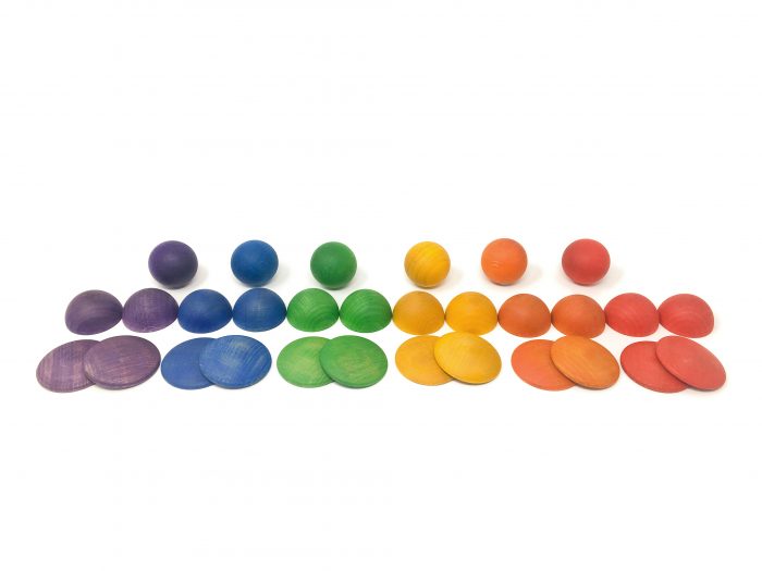 Grapat Houten Regenboog Speelset: Rond - met 12 ballen, 12 halve ballen en 12 schijven