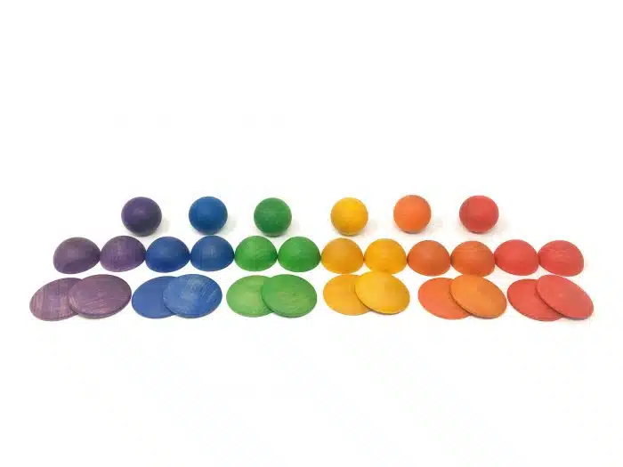 Grapat Houten Regenboog Speelset: Rond - met 12 ballen, 12 halve ballen en 12 schijven