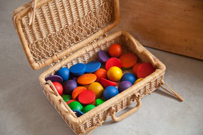 Grapat Houten Regenboog Speelset: Rond - met 12 ballen, 12 halve ballen en 12 schijven - Afbeelding 2