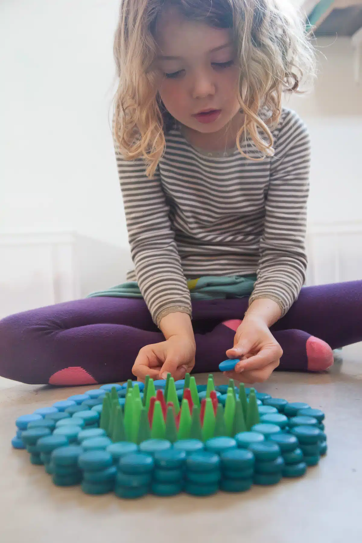 Grapat Mandala Houten Kleine Munten - blauw - Afbeelding 4