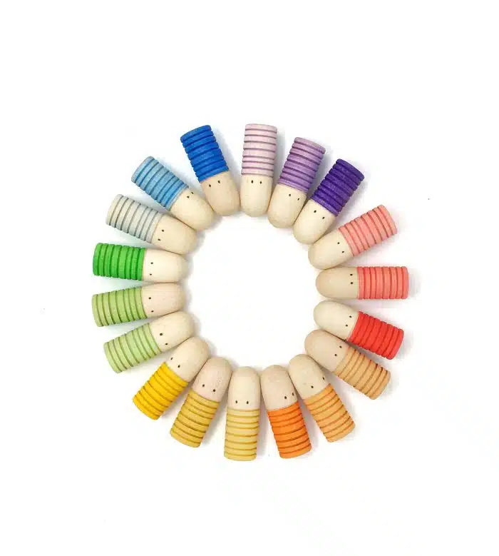 Grapat 18 Houten Regenboog Brots Poppetjes - Afbeelding 2