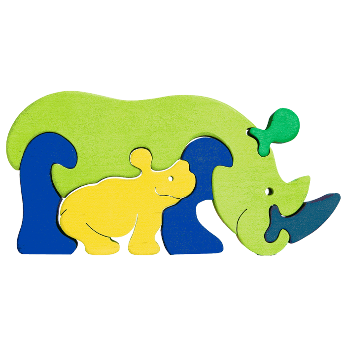Fauna Grote Vormpuzzel Neushoornfamilie - Afbeelding 2