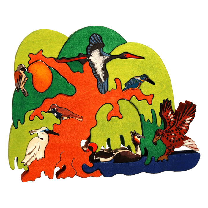 Fauna Educatieve Vormpuzzel Europese Watervogel Boom