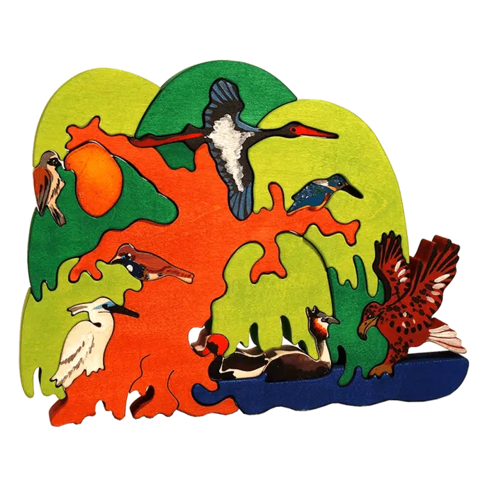 Fauna Educatieve Vormpuzzel Europese Watervogel Boom