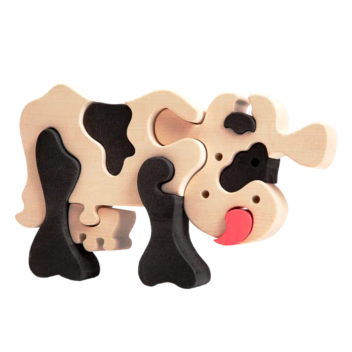 fauna grote vormpuzzel koe zwart-wit