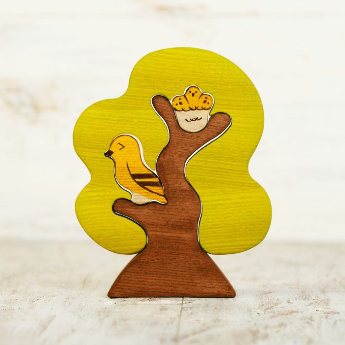 Wooden Caterpillar Bomen - Boom met Vogels
