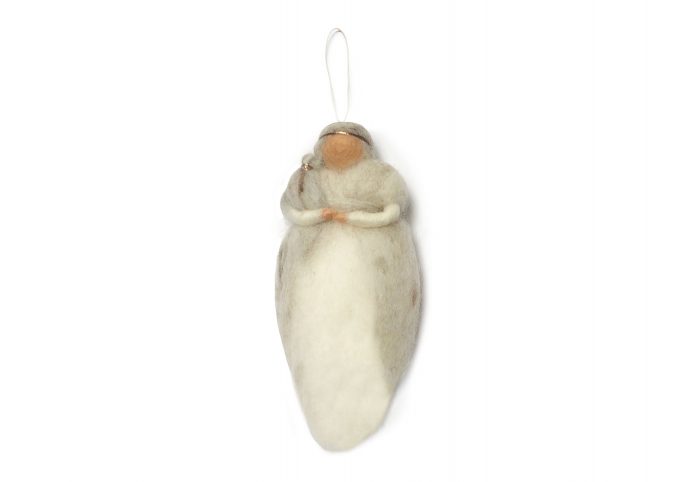 Gamcha Kerstdecoratie Wol Engel - grijs