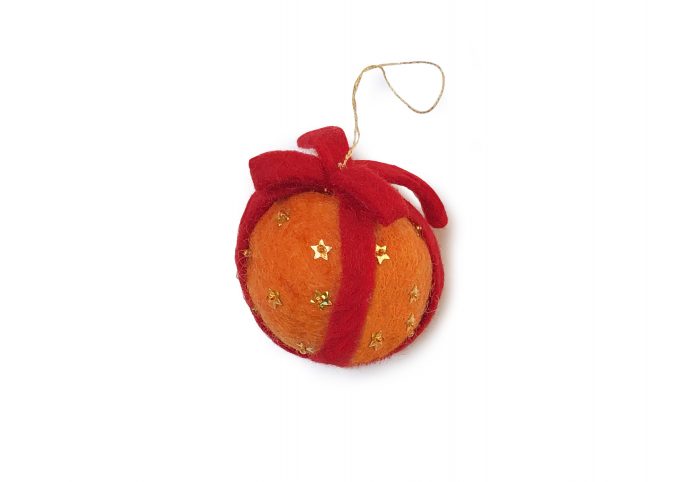Gamcha Kerstdecoratie Sinaasappel met rode strik - oranje