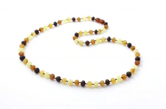 Barnsteen Peuterketting 32 cm - ongepolijst multicolor amber