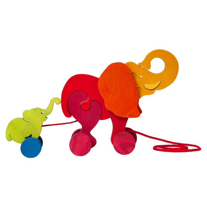 Fauna Houten Trekdier Olifant - Afbeelding 2