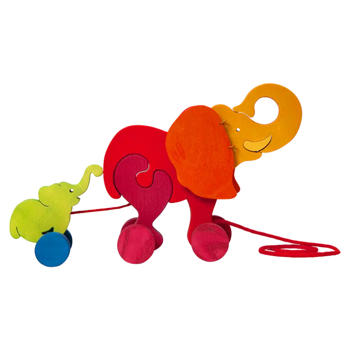 Fauna Houten Trekdier Olifant - Afbeelding 2