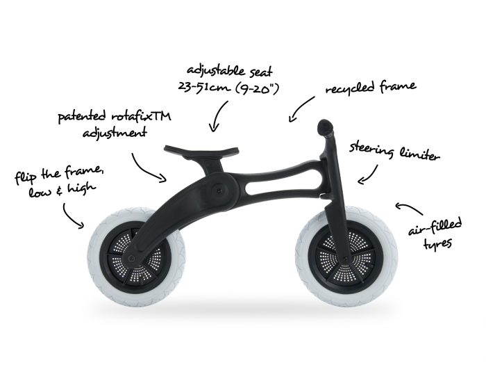 Wishbone Loopfiets en Driewieler 3in1 - gerecycled plastic - zwart - Afbeelding 5