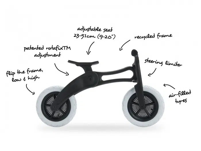 Wishbone Loopfiets en Driewieler 3in1 - gerecycled plastic - zwart - Afbeelding 5