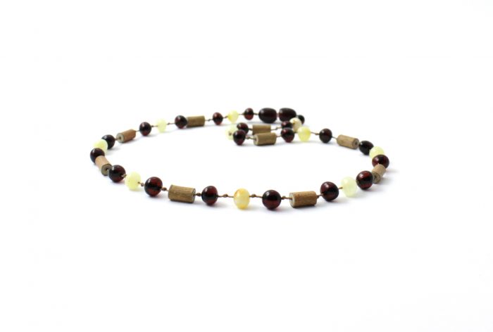 Barnsteen Kinderketting 36 cm - Cherry en Milky Amber, Hazelwood