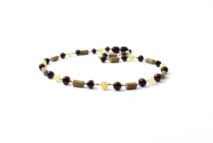 Barnsteen Kinderketting 36 cm - Cherry en Milky Amber, Hazelwood