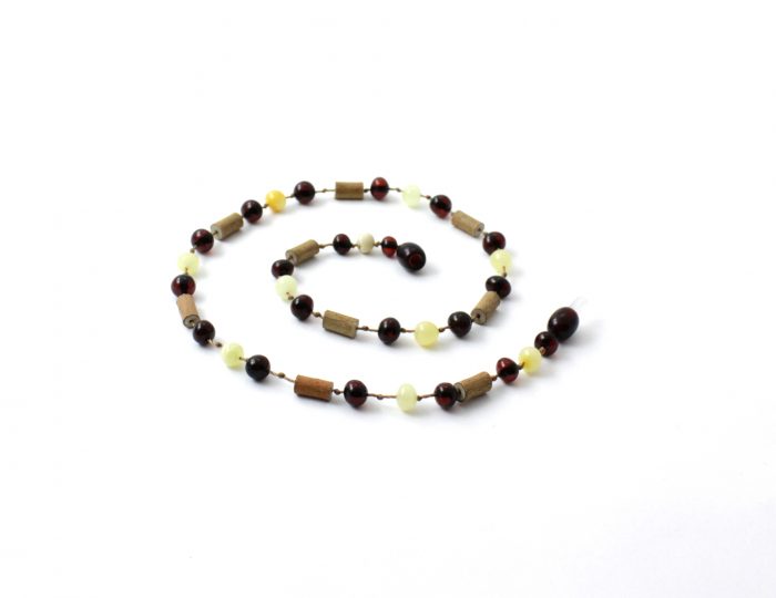 Barnsteen Kinderketting 36 cm - Cherry en Milky Amber, Hazelwood - Afbeelding 2