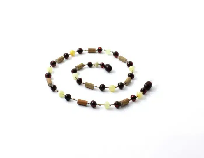 Barnsteen Kinderketting 36 cm - Cherry en Milky Amber, Hazelwood - Afbeelding 2