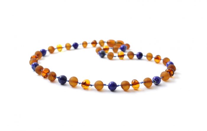 Barnsteen Peuterketting 32 cm - Cognac Amber, Lapis Lazuli
