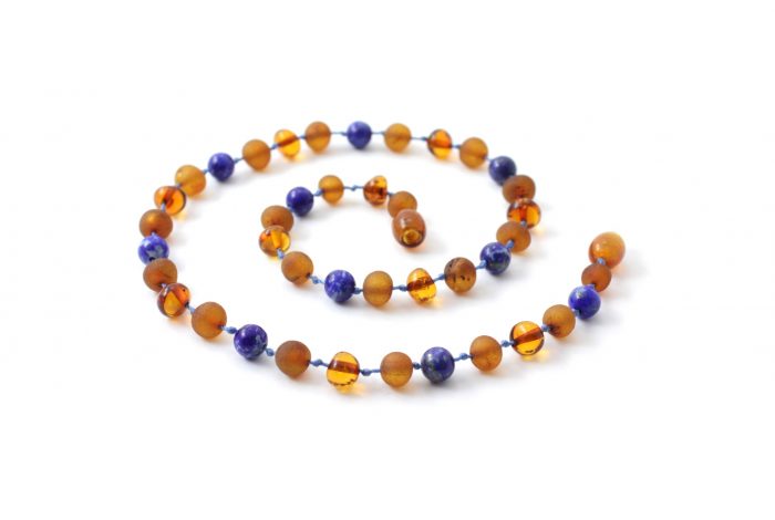 Barnsteen Peuterketting 32 cm - Cognac Amber, Lapis Lazuli - Afbeelding 2