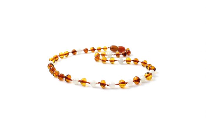Barnsteen Volwassen Ketting 45 cm - Cognac Amber, Maansteen