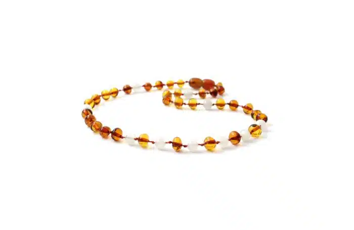 Barnsteen Volwassen Ketting 45 cm - Cognac Amber, Maansteen