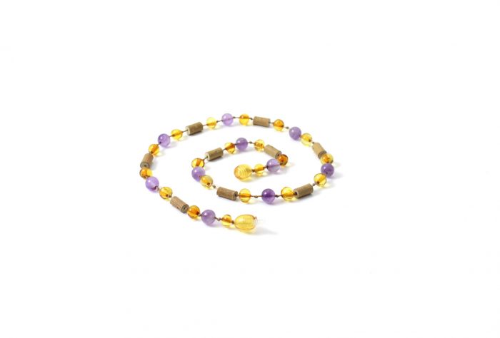 Barnsteen Peuterketting 32 cm - Honey Amber, Amethist, Hazelwood - Afbeelding 2