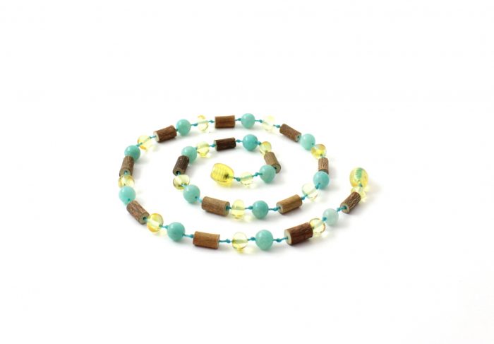 Barnsteen Peuterketting 32 cm - Lemon Amber, Hazelwood, Amazoniet - Afbeelding 2