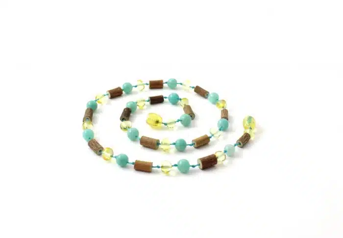 Barnsteen Peuterketting 32 cm - Lemon Amber, Hazelwood, Amazoniet - Afbeelding 2