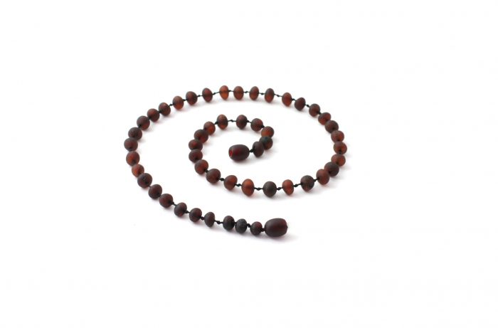 Barnsteen Kinderketting 36 cm - ongepolijste cherry baroque amber - Afbeelding 2