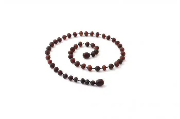 Barnsteen Peuterketting 32 cm - ongepolijste cherry baroque amber - Afbeelding 2