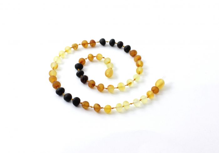 Barnsteen Peuterketting 32 cm - ongepolijst regenboog baroque amber - Afbeelding 2